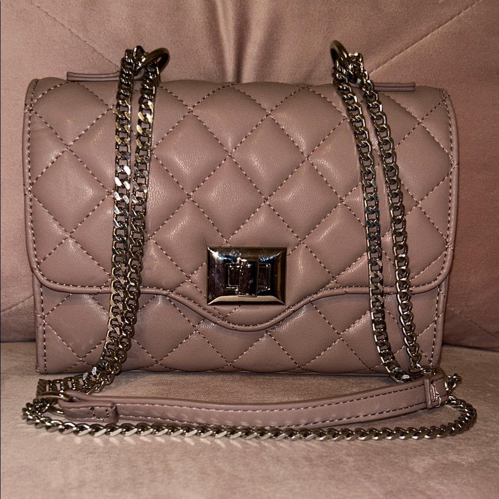 Steve Madden Quilted Chain Shoulder Bag - Blush